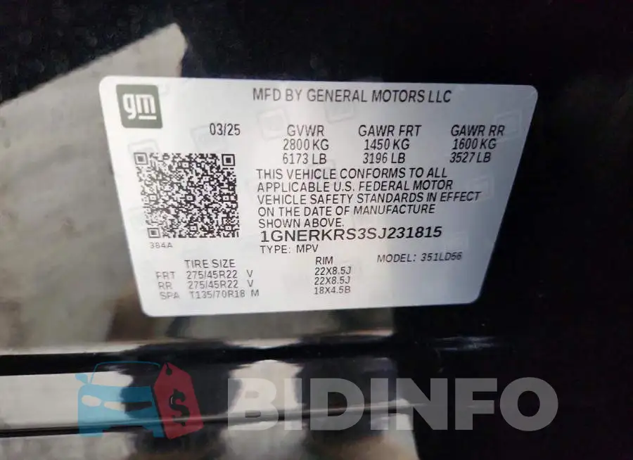 1GNERKRS3SJ231815 Photo# 13