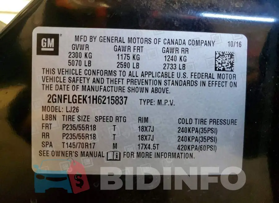 2GNFLGEK1H6215837 Photo# 13