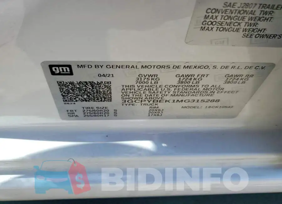 3GCPYBEK1MG315288 Photo# 12