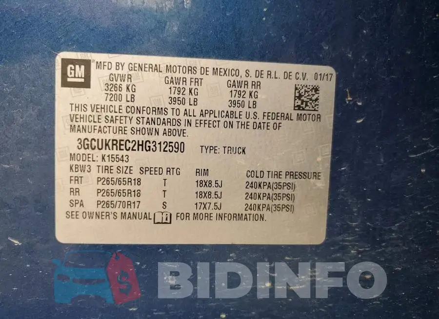 3GCUKREC2HG312590 Photo# 12