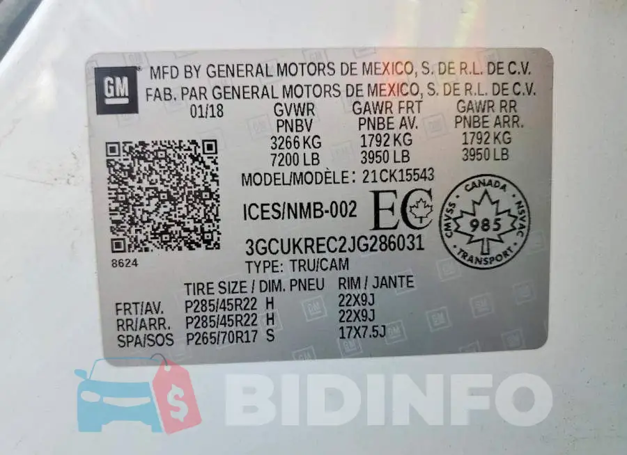 3GCUKREC2JG286031 Photo# 12