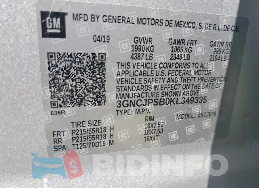 3GNCJPSB0KL349335 Photo# 12