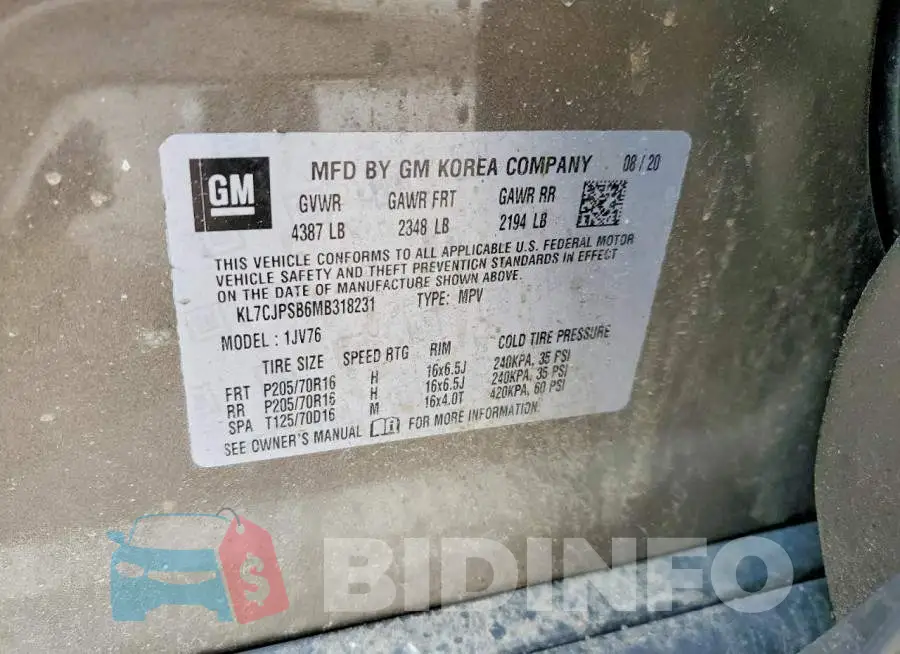 KL7CJPSB6MB318231 Photo# 13