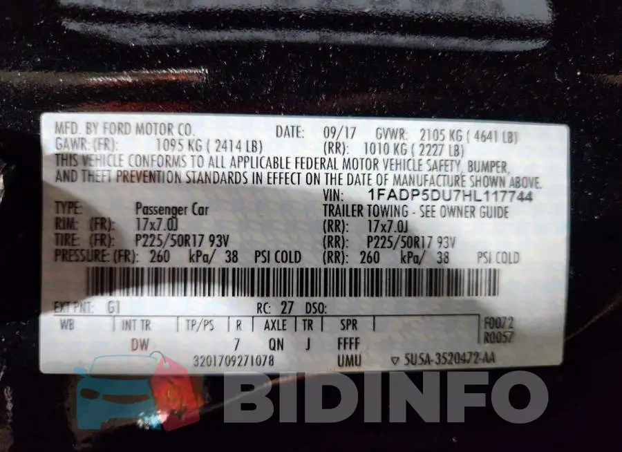 1FADP5DU7HL117744 Photo# 13