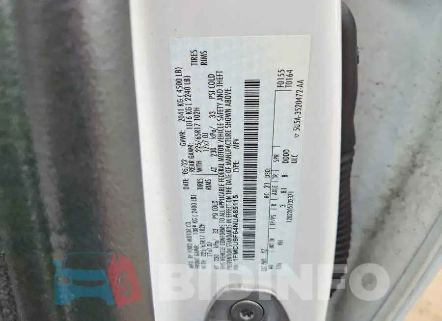 1FMCU9F64NUA85115 Photo# 13
