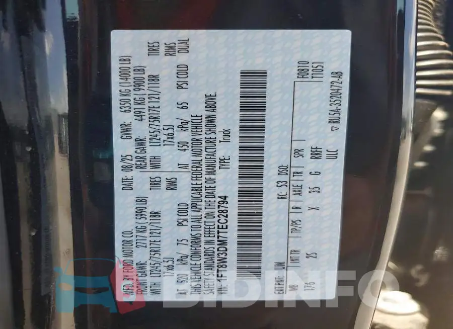 1FT8W3DM7TEC28794 Photo# 12