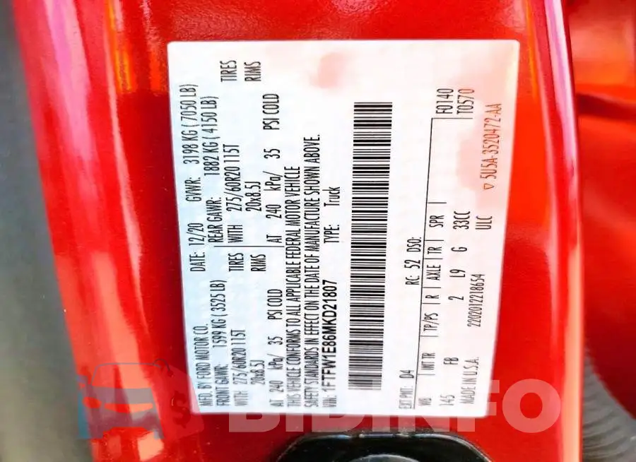 1FTFW1E86MKD21807 Photo# 12