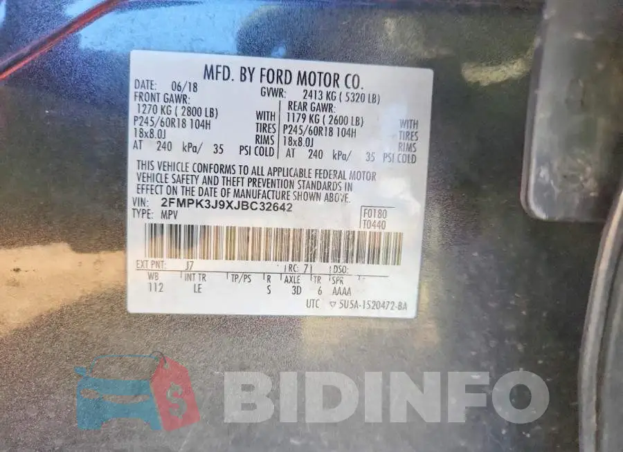 2FMPK3J9XJBC32642 Photo# 14