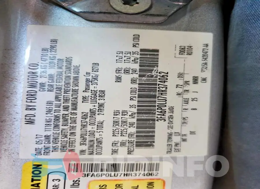 3FA6P0LU7HR374062 Photo# 13