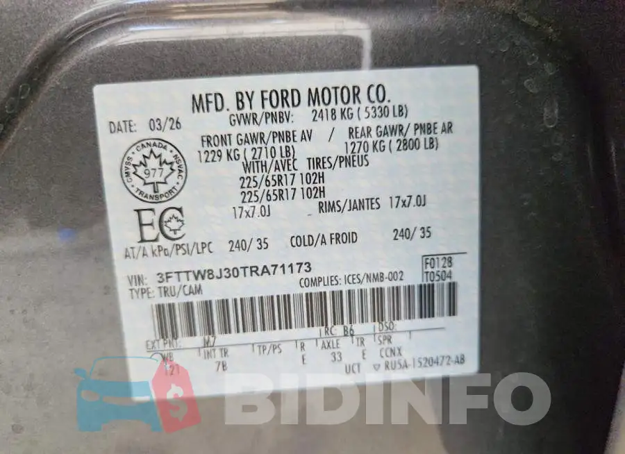 3FTTW8J30TRA71173 Photo# 13