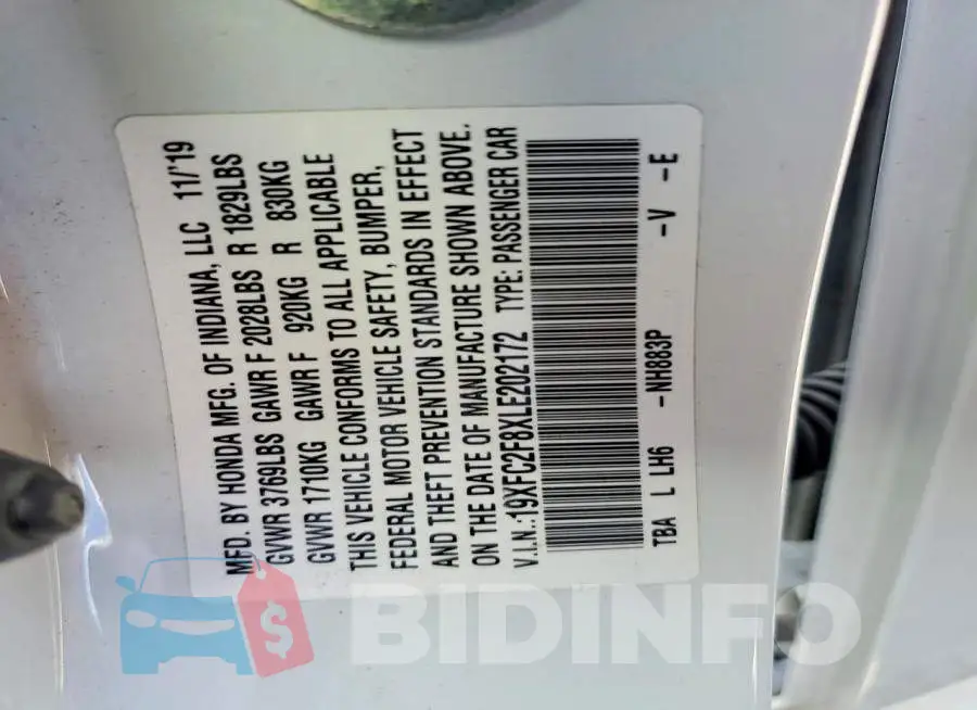 19XFC2F8XLE202172 Photo# 13