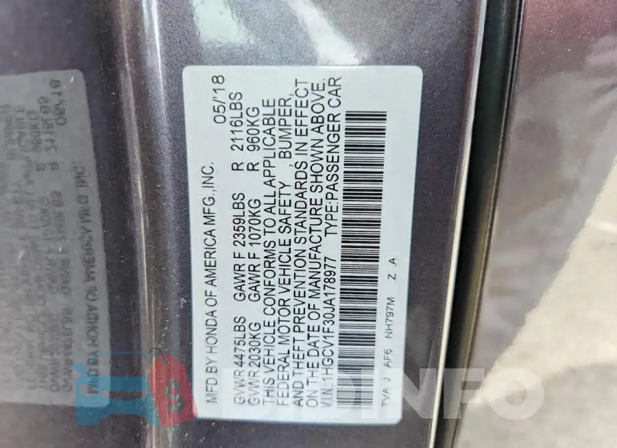 1HGCV1F30JA178977 Photo# 13