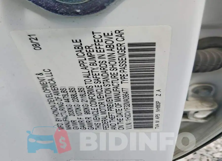 1HGCV1F32MA096477 Photo# 13