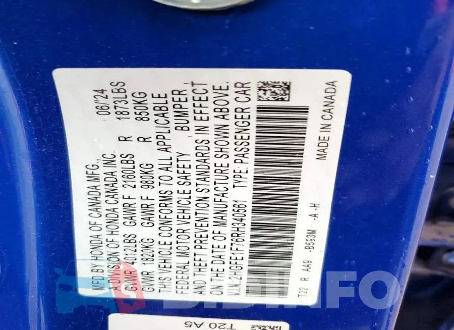 2HGFE1F76RH340561 Photo# 12