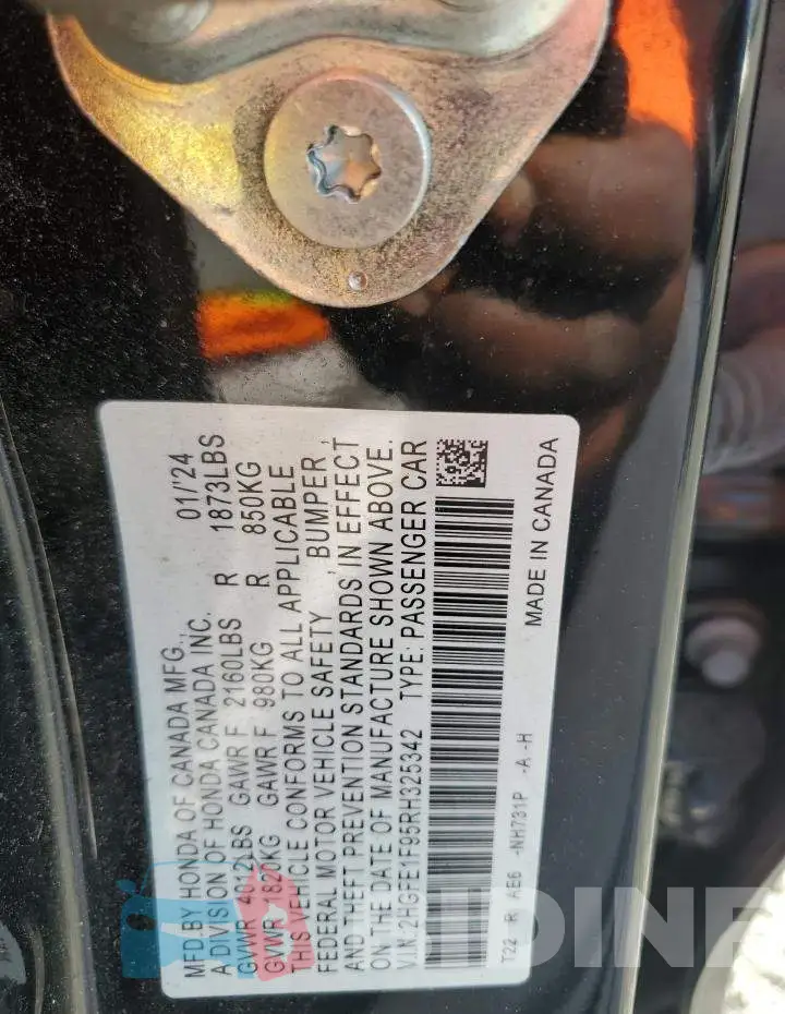 2HGFE1F95RH325342 Photo# 12