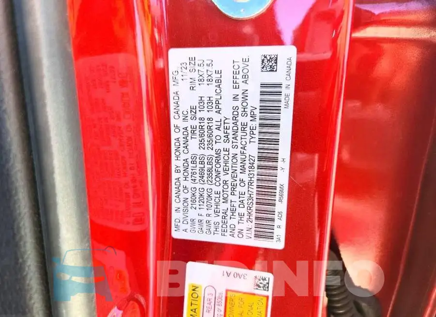 2HKRS3H77RH318427 Photo# 13