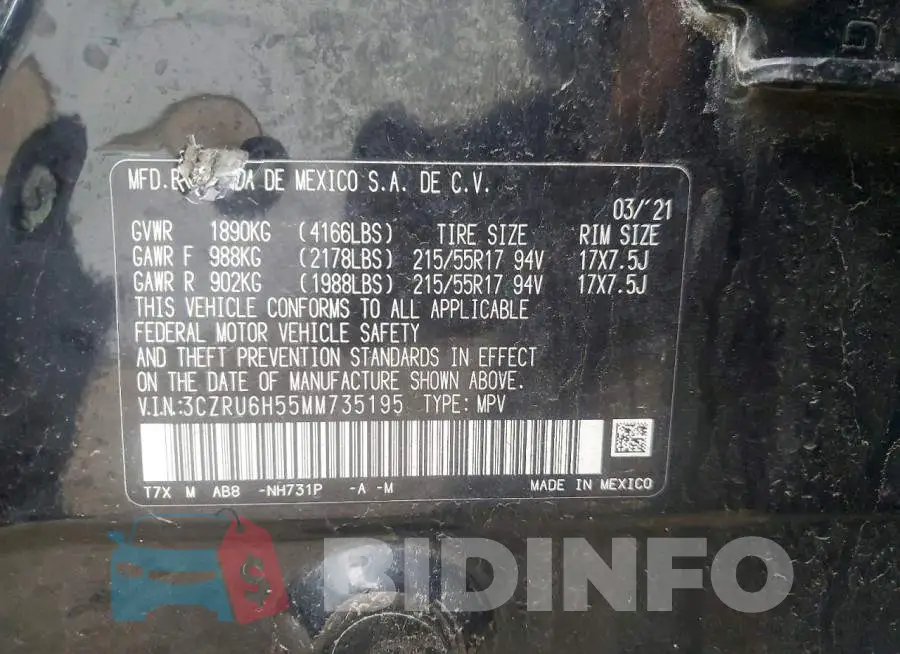 3CZRU6H55MM735195 Photo# 13