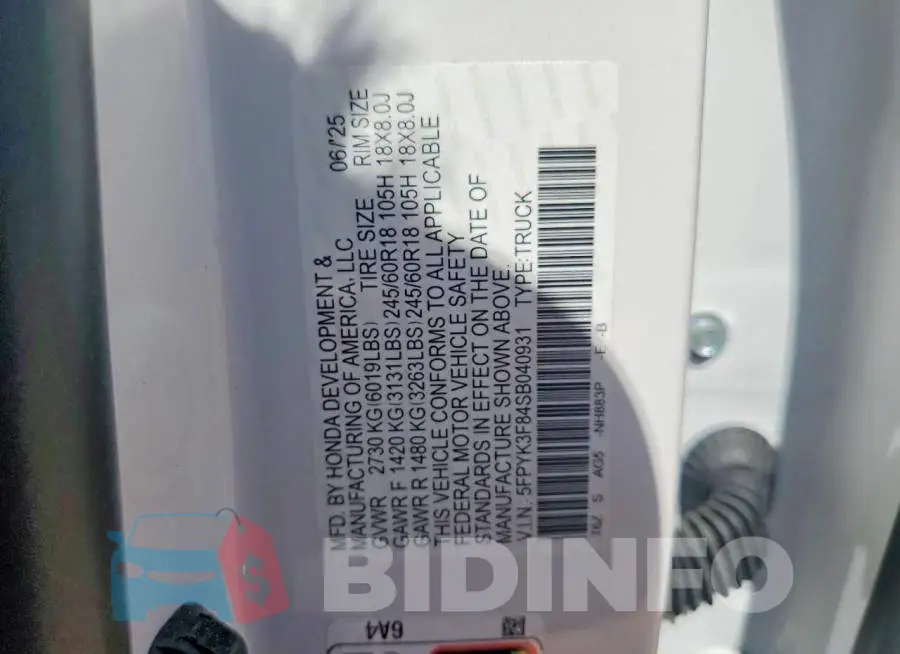 5FPYK3F84SB040931 Photo# 12