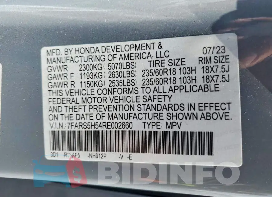 7FARS5H54RE002660 Photo# 12