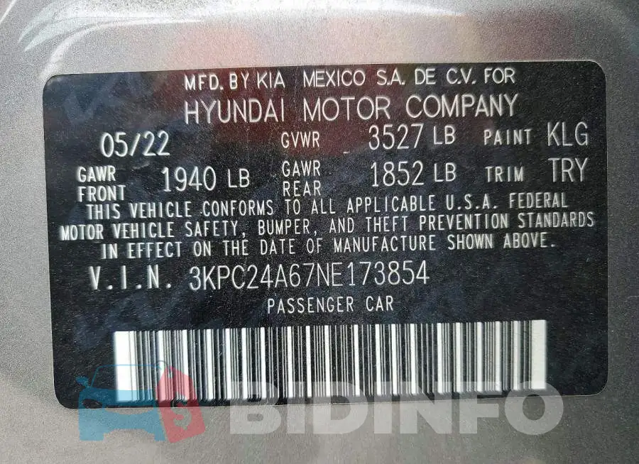 3KPC24A67NE173854 Photo# 13