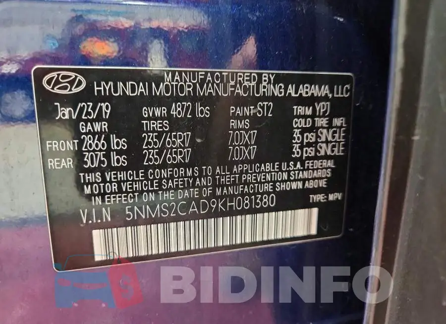 5NMS2CAD9KH081380 Photo# 13