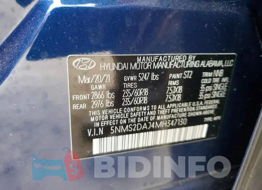 5NMS2DAJ4MH347130 Photo# 14