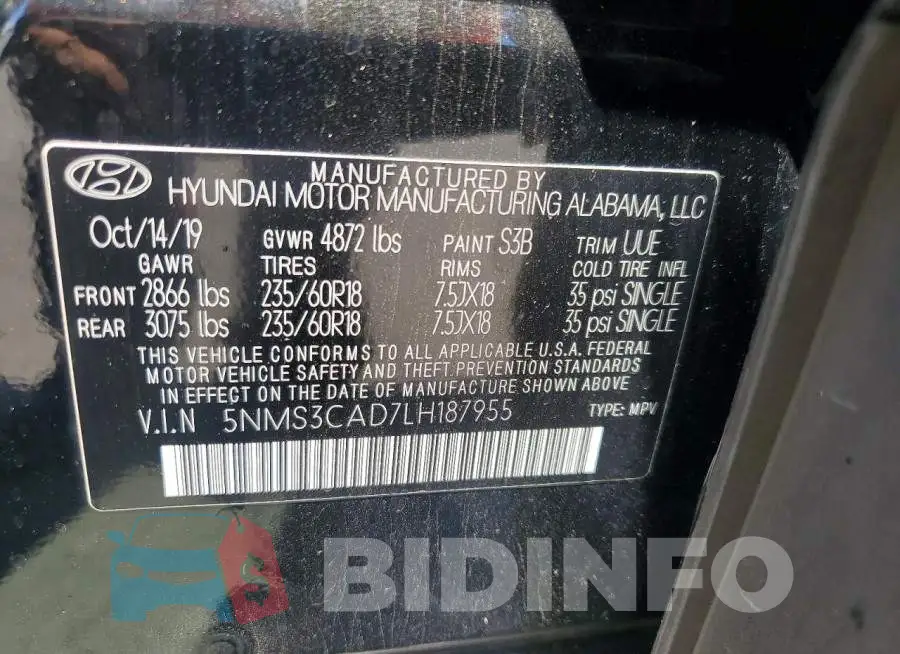 5NMS3CAD7LH187955 Photo# 14