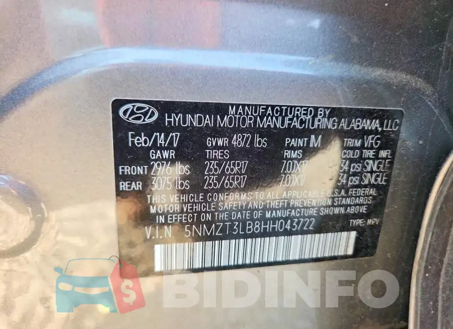 5NMZT3LB8HH043722 Photo# 13