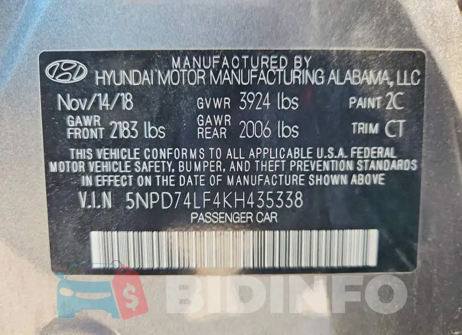 5NPD74LF4KH435338 Photo# 12