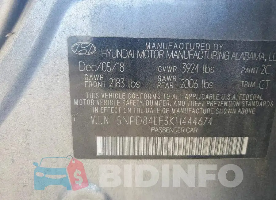 5NPD84LF3KH444674 Photo# 13