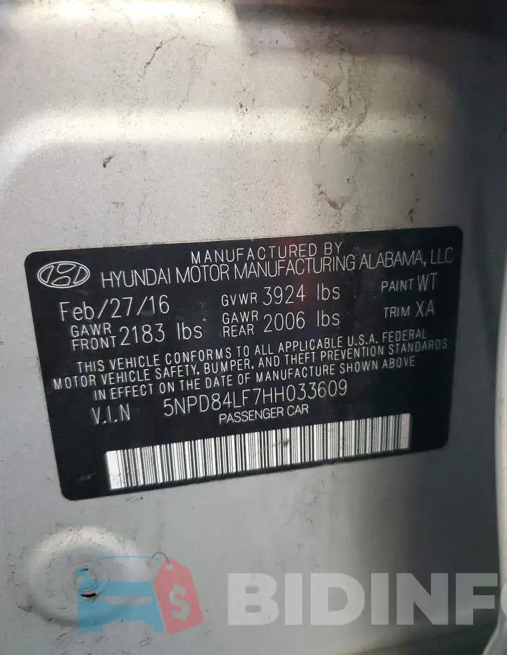 5NPD84LF7HH033609 Photo# 12