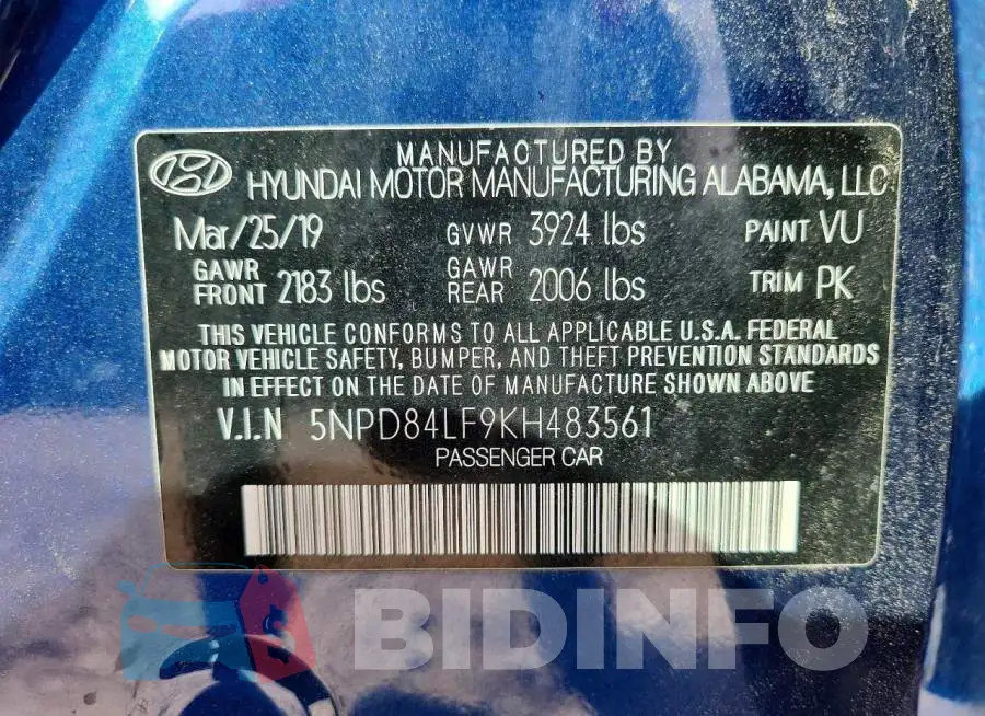 5NPD84LF9KH483561 Photo# 13
