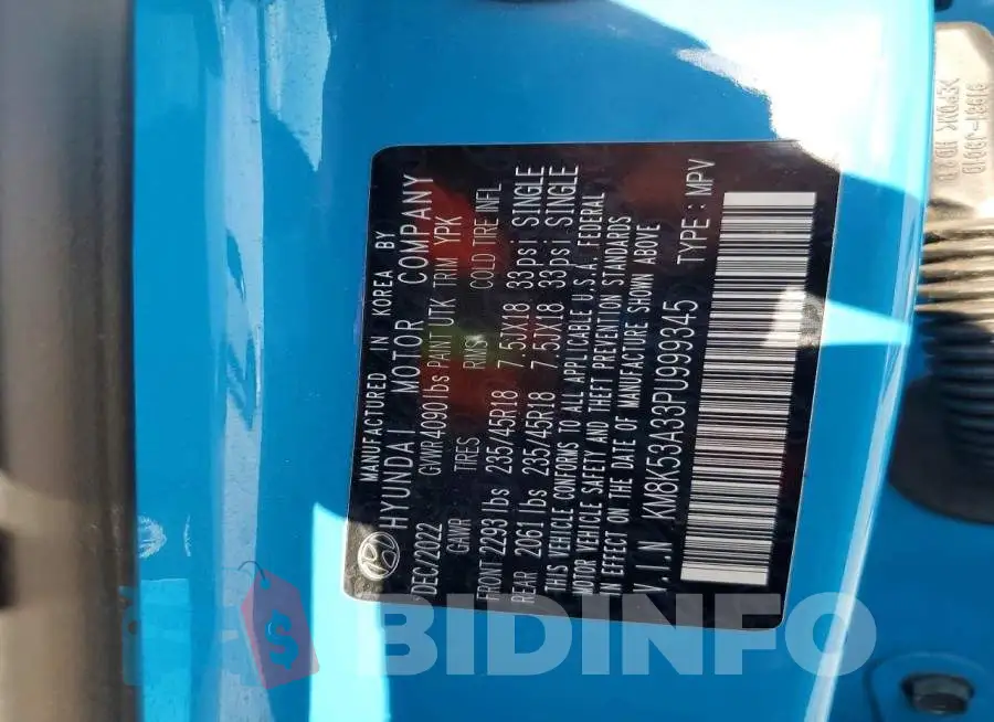 KM8K53A33PU999345 Photo# 13