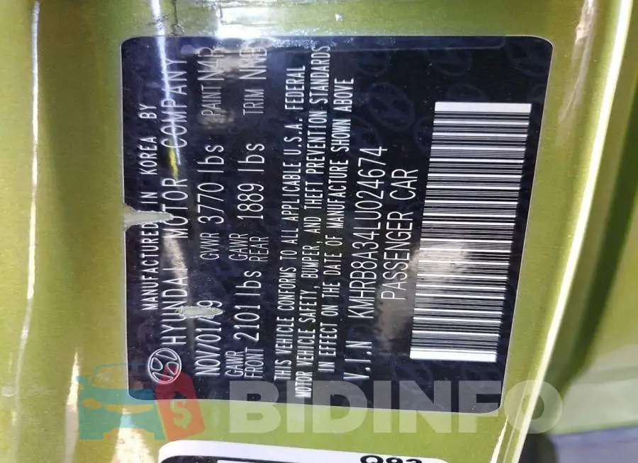 KMHRB8A34LU024674 Photo# 13