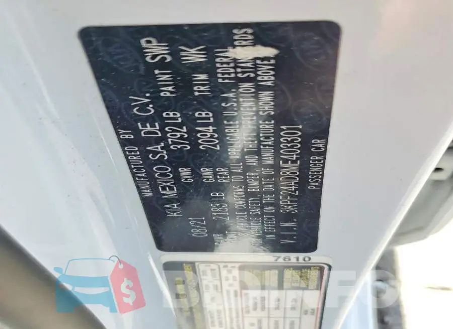 3KPF24AD8ME403301 Photo# 13