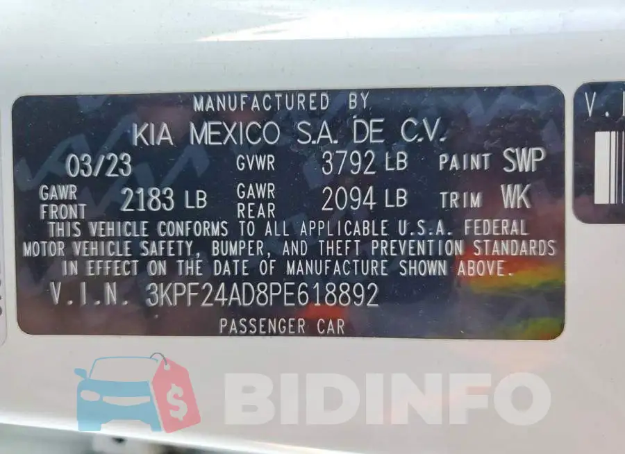 3KPF24AD8PE618892 Photo# 13