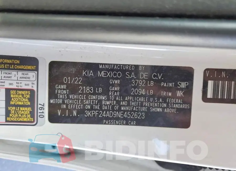 3KPF24AD9NE452623 Photo# 12