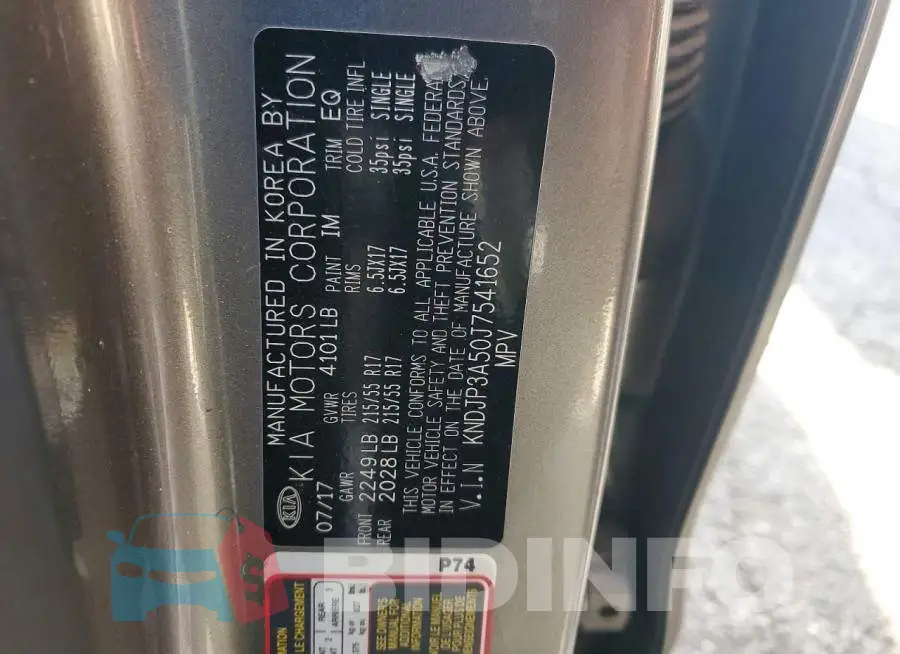 KNDJP3A50J7541652 Photo# 12