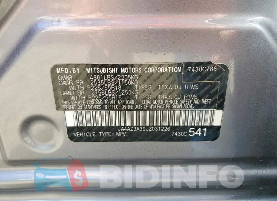 JA4AZ3A39JZ031226 Photo# 13