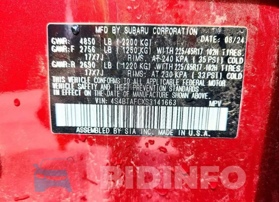 4S4BTAFCXS3141663 Photo# 14