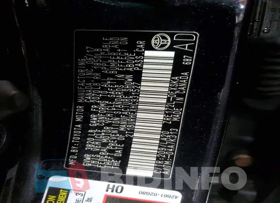 2T1BURHEXHC931527 Photo# 13