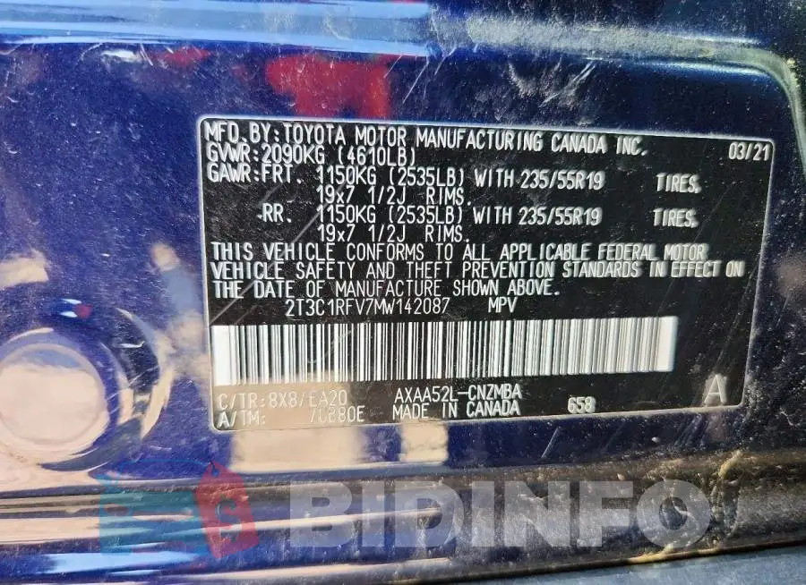 2T3C1RFV7MW142087 Photo# 13