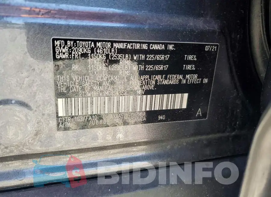 2T3W1RFV1MC154153 Photo# 12