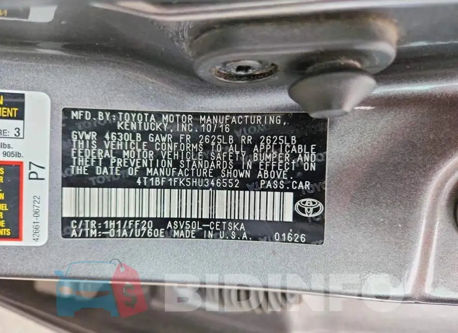 4T1BF1FK5HU346552 Photo# 12