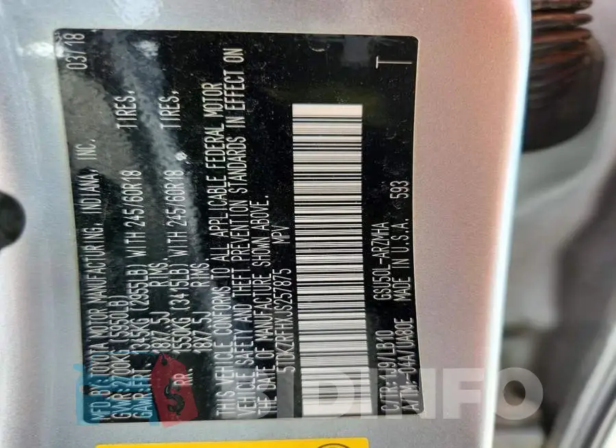 5TDKZRFHXJS257875 Photo# 13