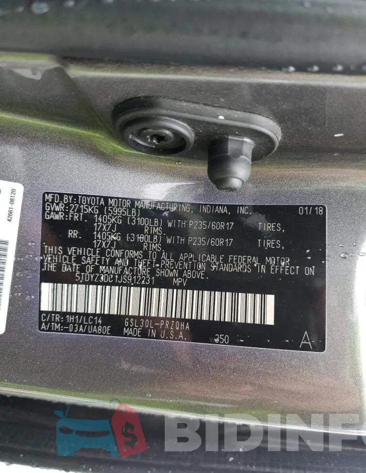 5TDYZ3DC1JS912231 Photo# 13