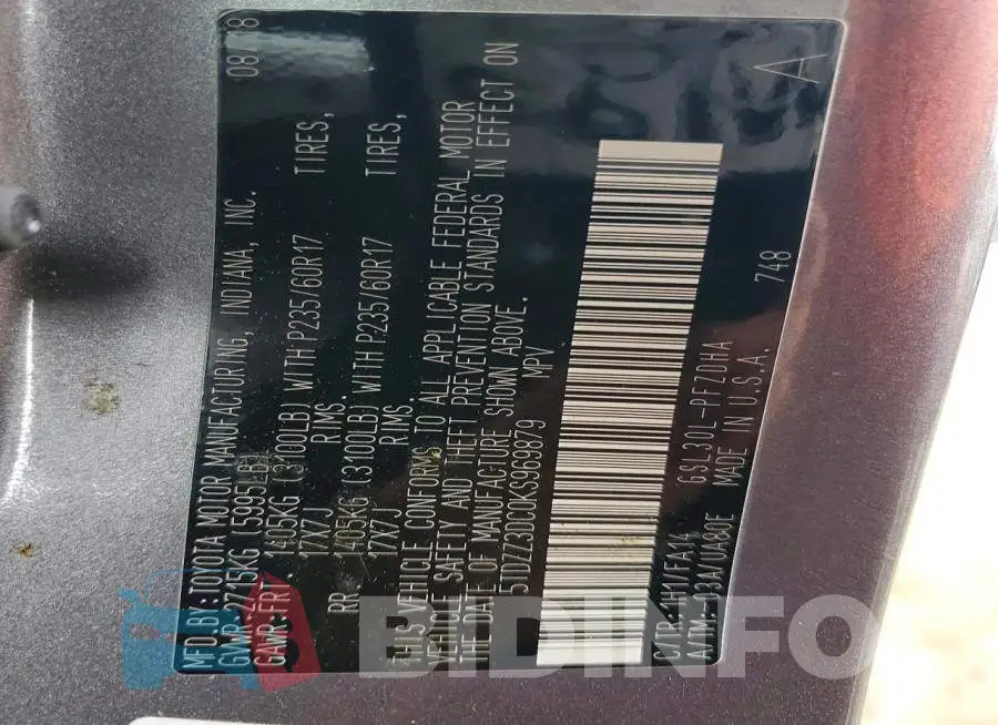 5TDZZ3DC0KS969879 Photo# 13
