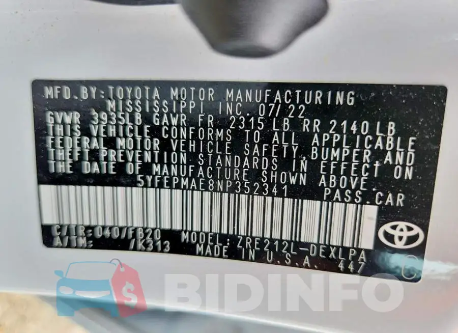 5YFEPMAE8NP352341 Photo# 13