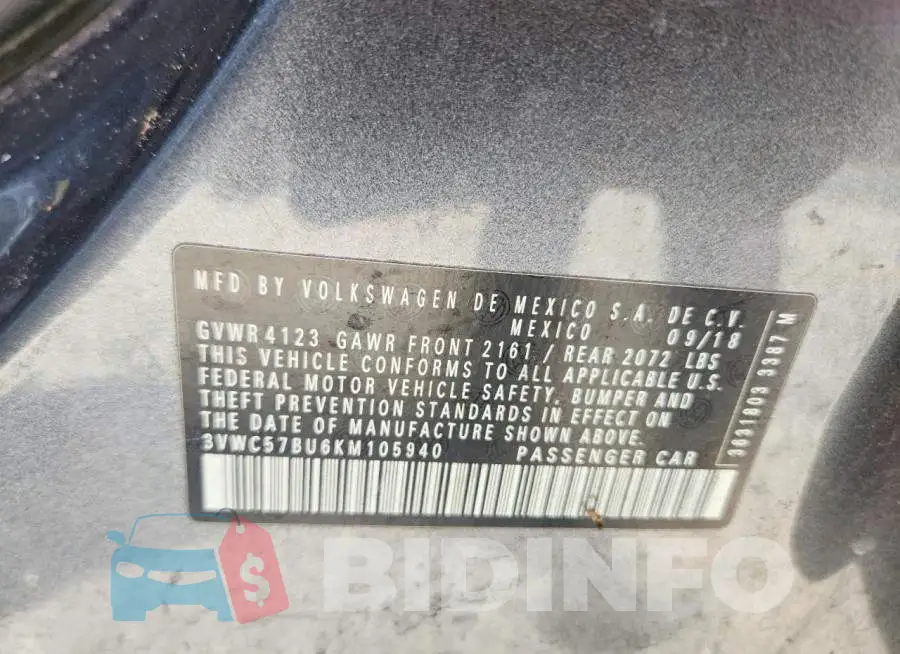 3VWC57BU6KM105940 Photo# 12