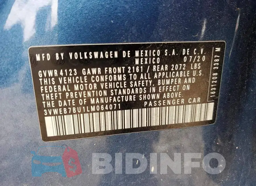 3VWEB7BU1LM064071 Photo# 12